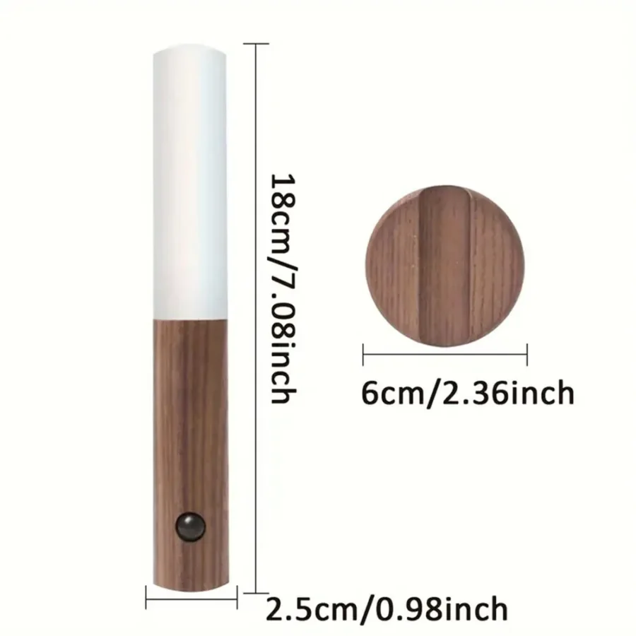 Motion Sensor Rechargeable Wall Light – Wooden LED Night Lamp - Image 6