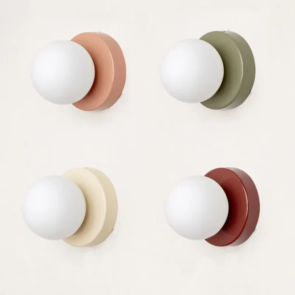 Macaron LED Mini Glass Wall Lamp – 10/12cm Sconce for Bedroom, Balcony, Corridor & Porch Decor