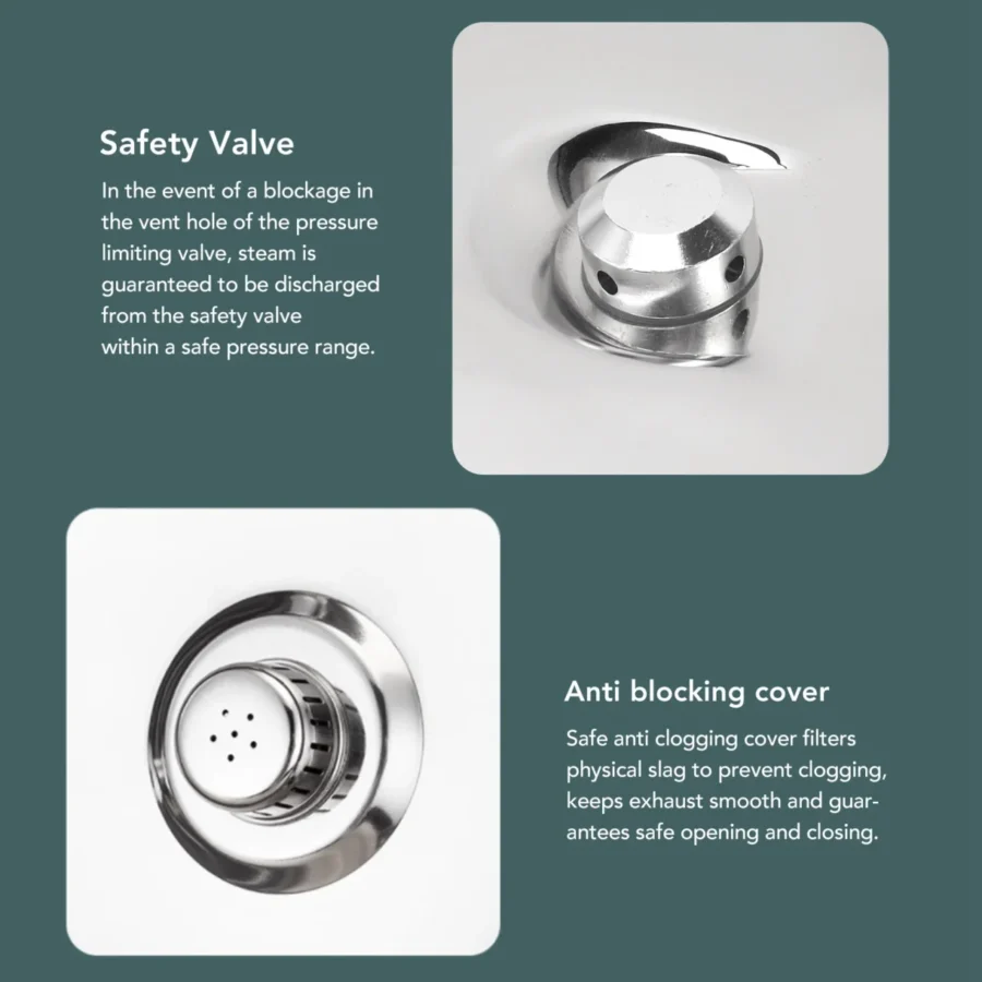 Stainless Steel Pressure Cooker with Safety Valve – Explosion-Proof, 80KPA - Image 4