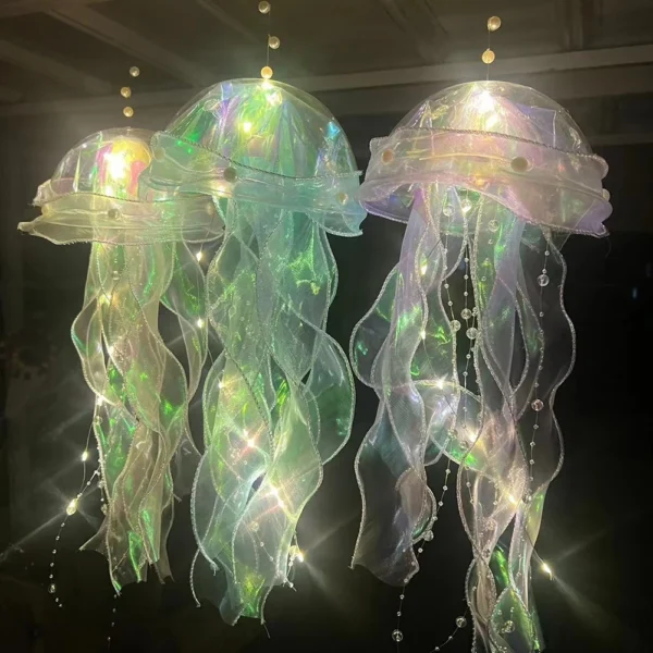5PCS Jellyfish Night Lights – Hanging LED Atmosphere Lamps for Girls' Bedroom Decor