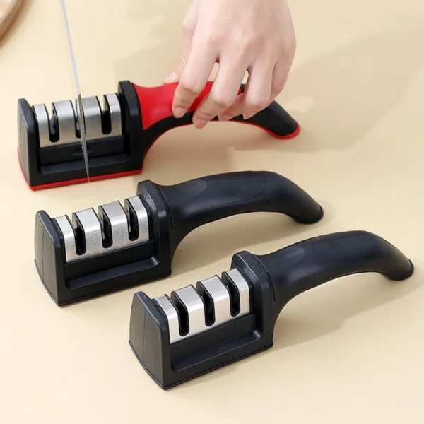 3-Stage Knife Sharpener with Anti-Slip Base - Professional Kitchen Tool