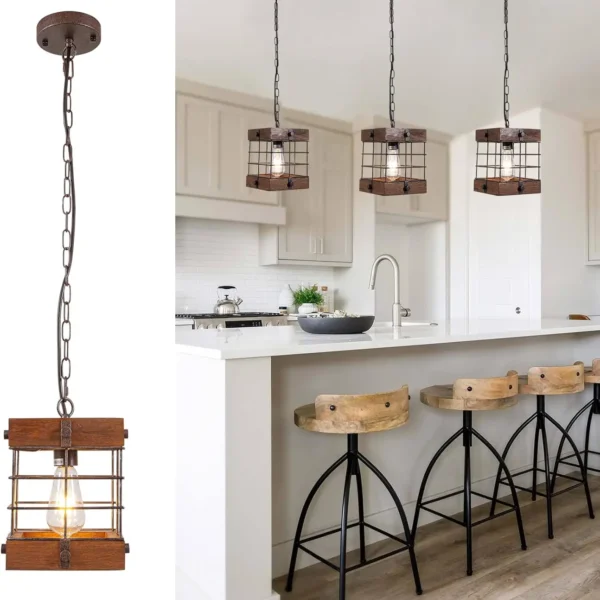 Farmhouse Rustic 1-Light Lantern Pendant Light with Adjustable Chain