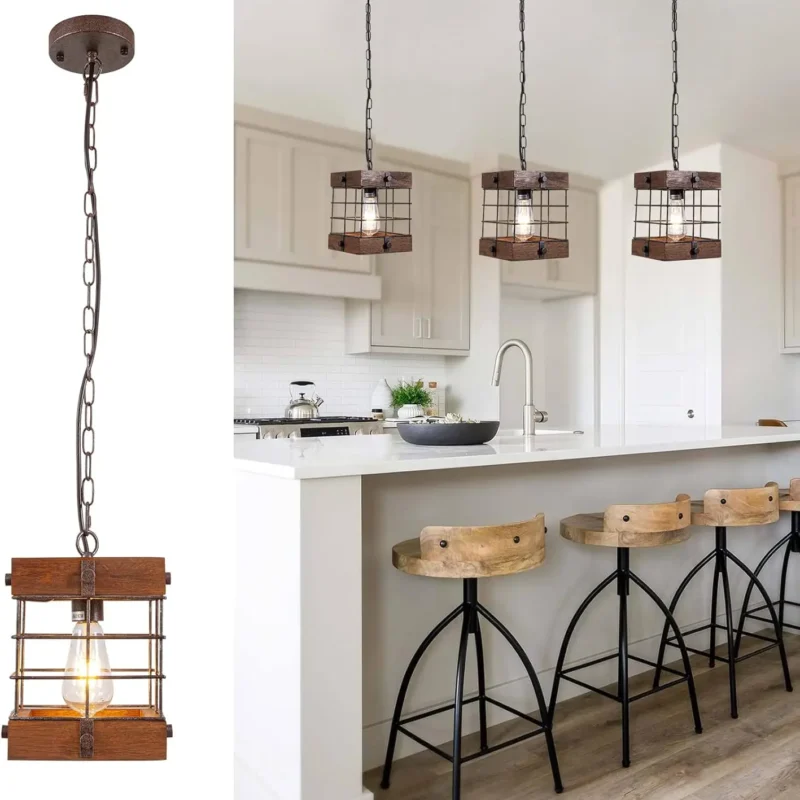 Farmhouse Rustic 1-Light Lantern Pendant Light with Adjustable Chain