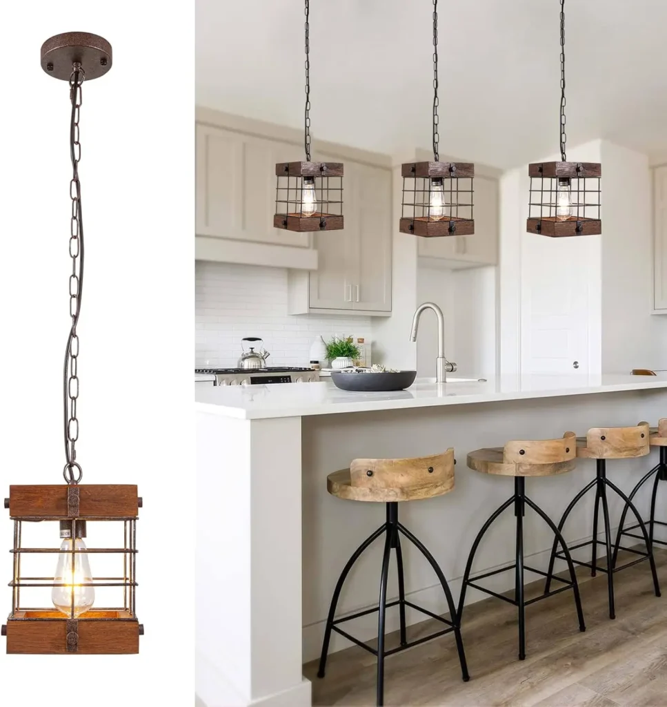 Farmhouse Rustic 1-Light Lantern Pendant Light with Adjustable Chain
