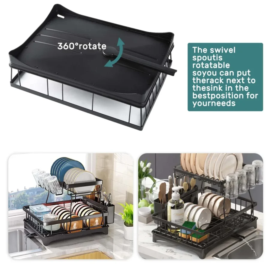 2-Tier Dish Drying Rack for Kitchen – Large, Removable & Space-Saving - Image 6