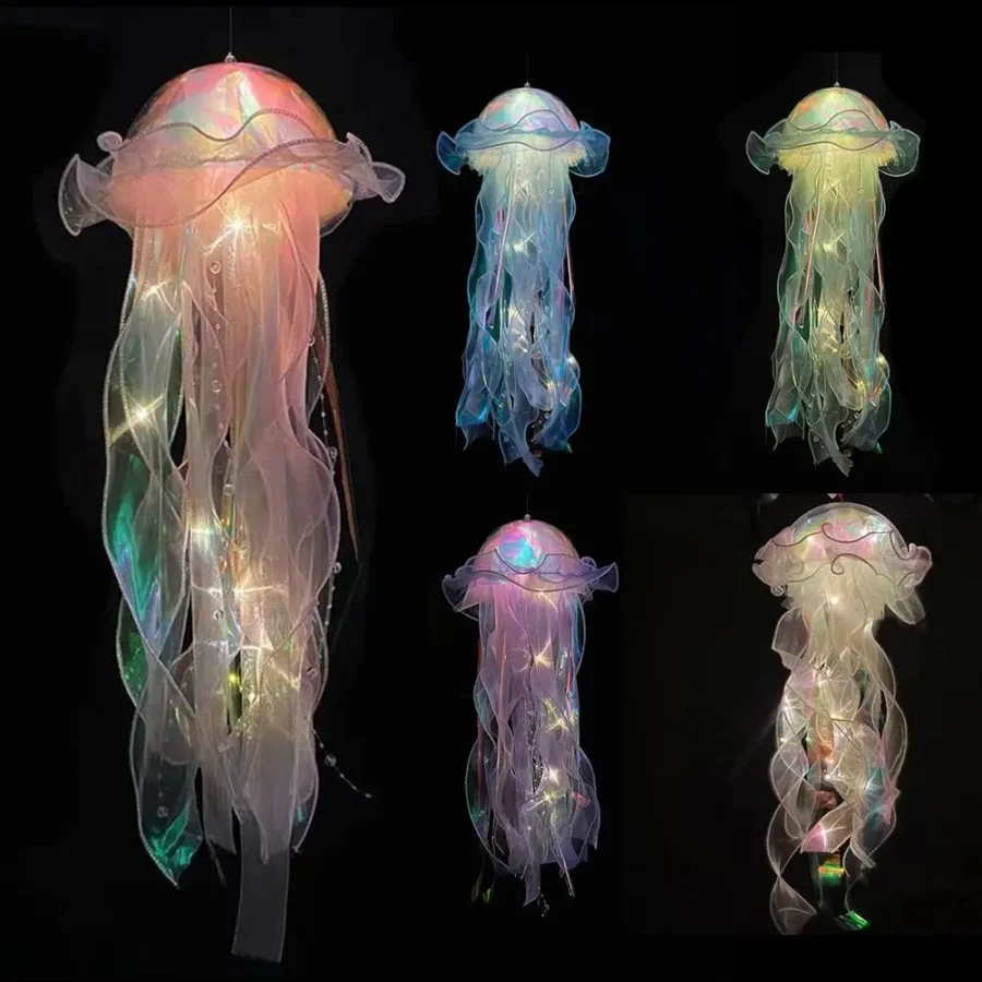 5PCS Jellyfish Night Lights – Hanging LED Atmosphere Lamps for Girls' Bedroom Decor - Image 2