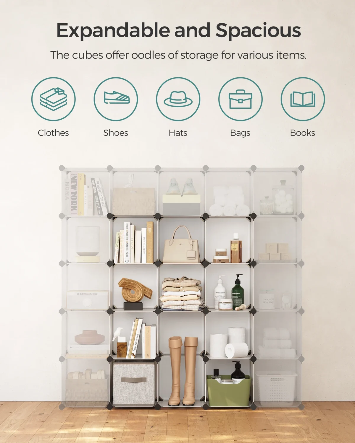 SONGMICS 16-Cube Storage Organizer – Bookshelf & Closet Storage - Image 5